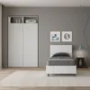 Letto 80x200cm contenitore testiera inclinata effetto legno bianco frassino LIT84