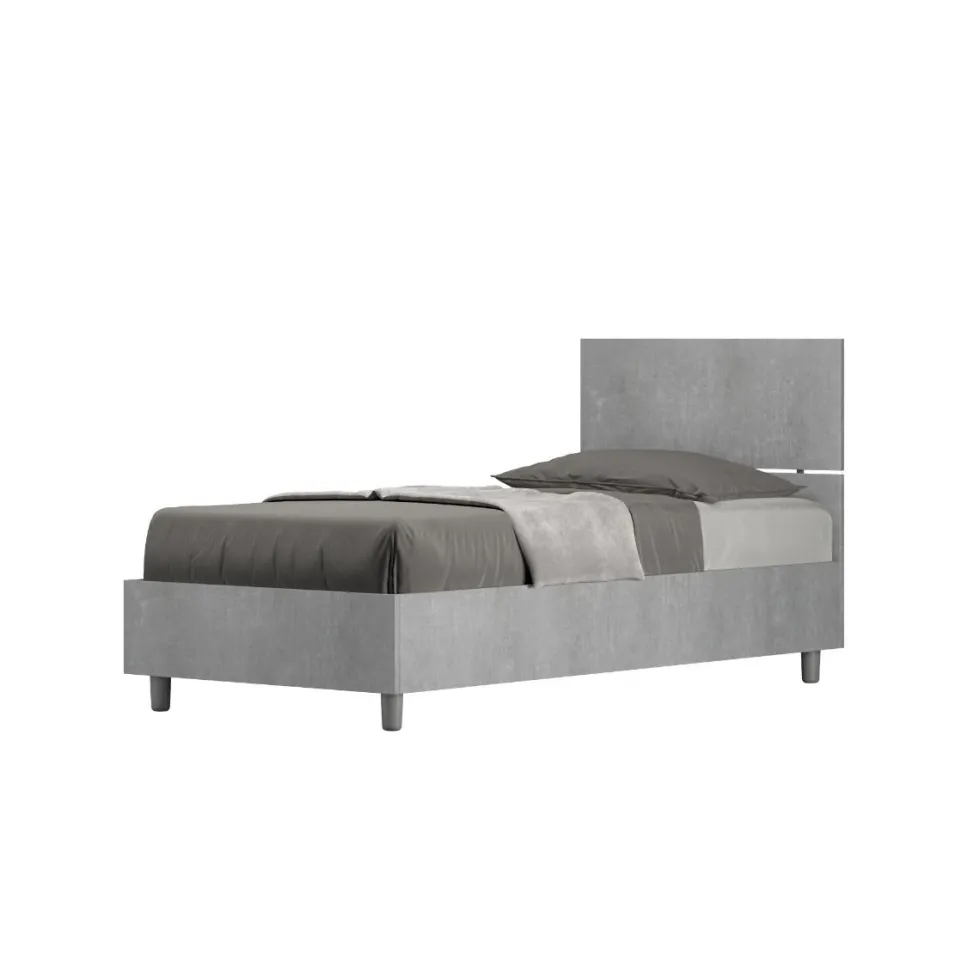 Letto 80x200cm contenitore testiera dritta moderno cemento LIT80