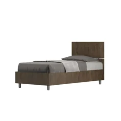 Letto 80x200cm contenitore testiera dritta effetto legno noce LIT80