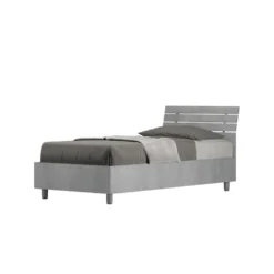 Letto 80x190cm contenitore testiera inclinata moderno cemento LIT90