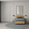Letto 80x190cm contenitore testiera inclinata effetto legno quercia LIT90