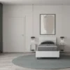 Letto 80x190cm contenitore testiera inclinata effetto legno bianco frassino LIT90