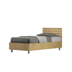 Letto 80x190cm contenitore testiera dritta legno quercia LIT86
