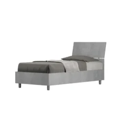 Letto 80x190cm contenitore testiera inclinata moderno cemento LIT82