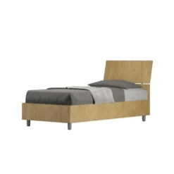 Letto 80x190cm contenitore testiera inclinata effetto legno quercia LIT82