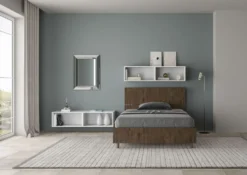 Letto 120x200cm contenitore testiera inclinata noce LIT248