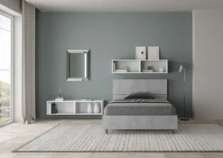 Letto 120x200cm contenitore testiera dritta cemento LIT246