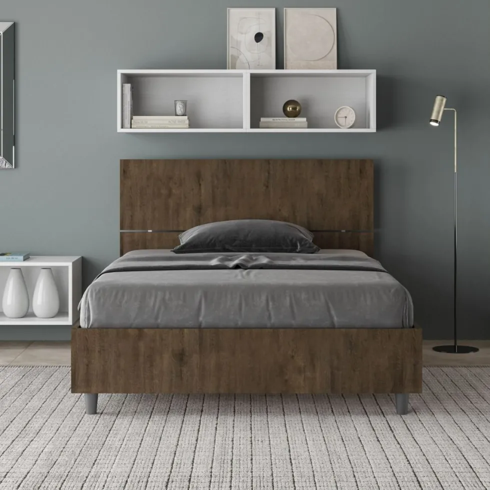Letto 120x200cm contenitore testiera dritta noce LIT246