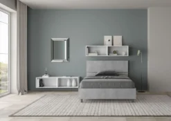 Letto 120x190cm contenitore testiera inclinata cemento LIT244