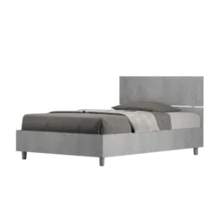 Letto 120x190cm contenitore testiera dritta cemento LIT242
