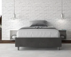 Letto 140x210cm francese sommier in microfibra grigio LIT267