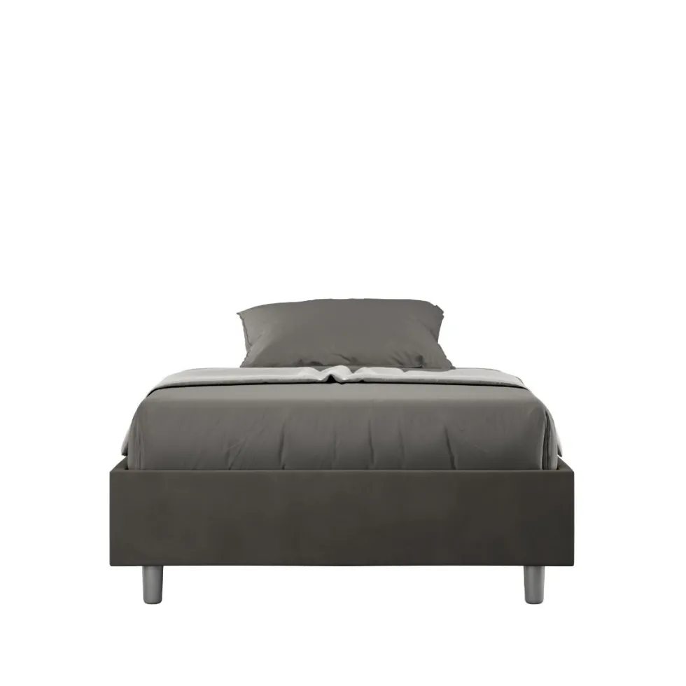 Letto 140x210cm francese sommier in microfibra grigio LIT267