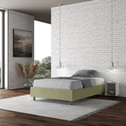 Letto 140x200cm francese sommier in microfibra tè verde LIT263