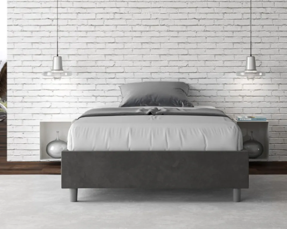 Letto 140x200cm francese sommier in microfibra grigio LIT263