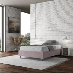 Letto 140x200cm francese sommier in microfibra glicine lilla LIT263