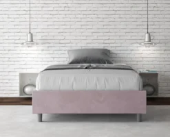 Letto 140x200cm francese sommier in microfibra glicine lilla LIT263