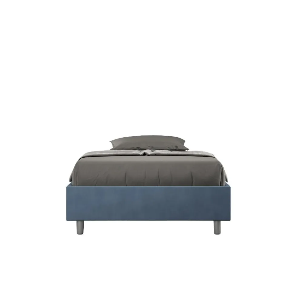Letto 140x210cm francese sommier in microfibra blu LIT267