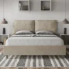 Letto 160x190cm matrimoniale con cuscino in microfibra sabbia beige LIT417