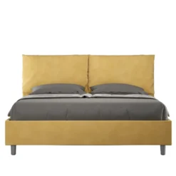 Letto 160x190cm matrimoniale con cuscino in microfibra ocra LIT417
