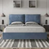 Letto 160x190cm matrimoniale con cuscino in microfibra blu LIT417