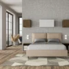 Letto 160x190cm matrimoniale con cuscino in similpelle tortora LIT415