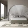 Letto 160x210cm matrimoniale contenitore sommier in similpelle cappuccino LIT376