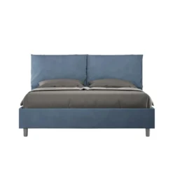 Letto 160x210cm matrimoniale contenitore con cuscino in microfibra blu LIT426