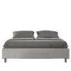 Letto 160x200cm matrimoniale contenitore sommier in tessuto bianco LIT374