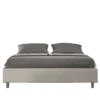 Letto 160x200cm matrimoniale contenitore sommier in tessuto bianco LIT370