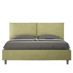 Letto 160x190cm matrimoniale contenitore con cuscino in microfibra tè verde LIT418