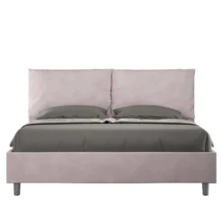 Letto 160x190cm matrimoniale contenitore con cuscino in microfibra glicine lilla LIT418