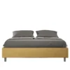 Letto 160x210cm matrimoniale contenitore sommier in microfibra ocra LIT378