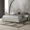 Letto 160x190cm matrimoniale contenitore sommier in tessuto grigio LIT362