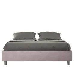 Letto 160x200cm matrimoniale contenitore sommier in microfibra glicine lilla LIT368