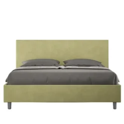 Letto 160x190cm matrimoniale contenitore con testiera imbottita in microfibra tè verde LIT388