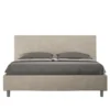Letto 160x190cm matrimoniale contenitore con testiera imbottita in microfibra sabbia beige LIT388