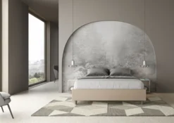 Letto 160x190cm matrimoniale contenitore sommier in similpelle tortora LIT356