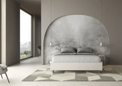 Letto 160x190cm matrimoniale contenitore sommier in similpelle bianco LIT356