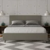 Letto 160x200cm matrimoniale con testiera imbottita in similpelle cappuccino LIT395