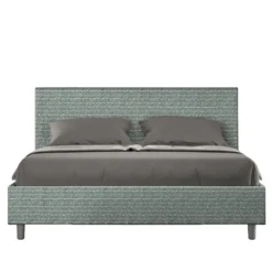 Letto 160x190cm matrimoniale con testata imbottita in tessuto azzurro LIT393