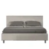 Letto 160x190cm matrimoniale con testiera imbottita in tessuto bianco LIT389