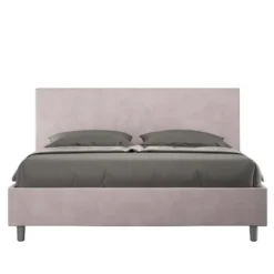 Letto 160x190cm matrimoniale con testiera imbottita in microfibra glicine lilla LIT387