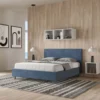 Letto 160x190cm matrimoniale con testiera imbottita in microfibra blu LIT387