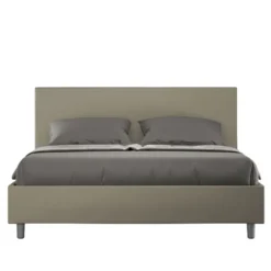 Letto 160x190cm matrimoniale con testiera imbottita in similpelle cappuccino LIT385