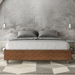 Letto 160x190cm matrimoniale sommier in tessuto arancio LIT361