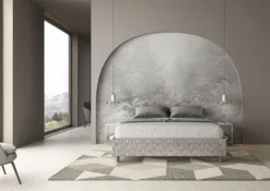 Letto 160x190cm matrimoniale sommier in tessuto grigio LIT361