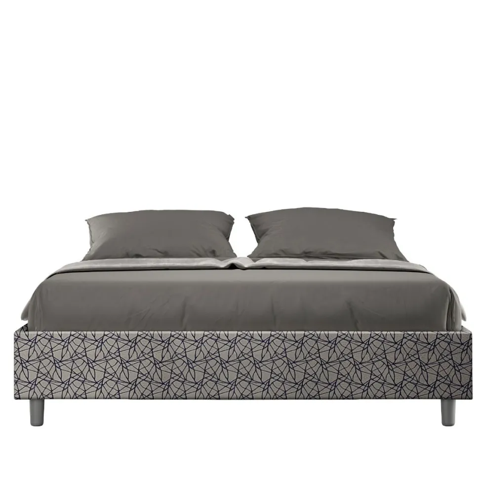 Letto 160x190cm matrimoniale sommier in tessuto blu LIT361