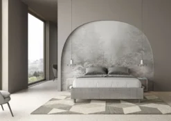 Letto 160x190cm matrimoniale sommier in tessuto grigio LIT359