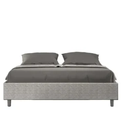 Letto 160x200cm matrimoniale sommier in tessuto bianco LIT373