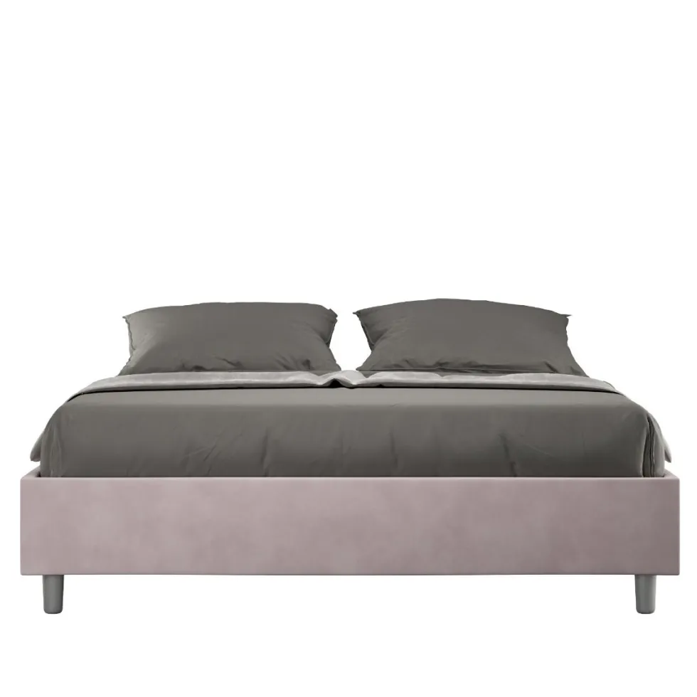 Letto 160x200cm matrimoniale sommier in microfibra glicine lilla LIT367